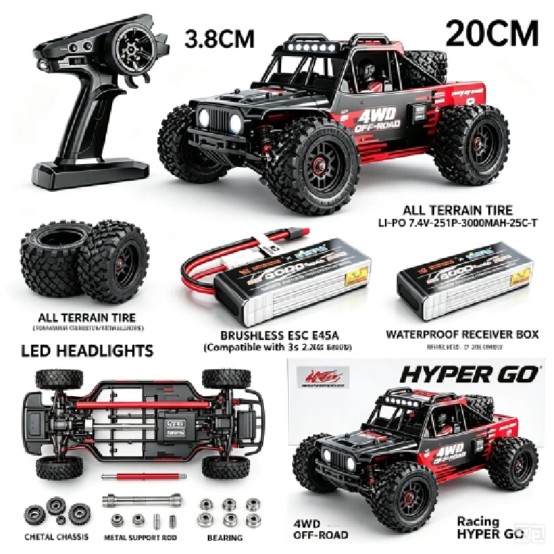 1:14 Rc Remote Control Car 4wd Brushless High Speed Desert Off Road Buggy Racing Vehicle Model Toy Gift For Boys Kids Birthday