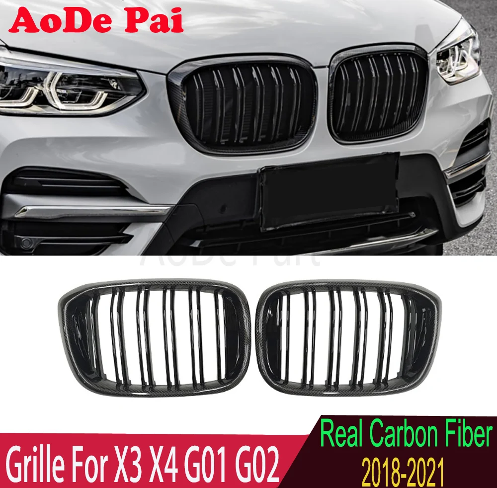 

Real Carbon Fiber Front Bumper Grille Mesh Hood Grilles For BMW X3 X4 G01 G02 G08 2018 2019 2020 2021