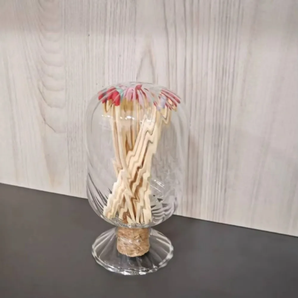 Portable Transparent Storage Jar Glass Inverted Matchstick Jar Lid Spiral Match Holder Organizer Bathroom Decoration