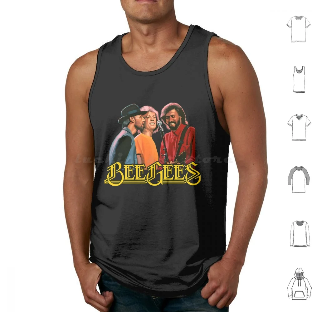 Gees Big Head Essentia Tank Tops Vest Sleeveless The Gees Bee The Tour The Live The Live Logo The Live Album Gibb Vintage