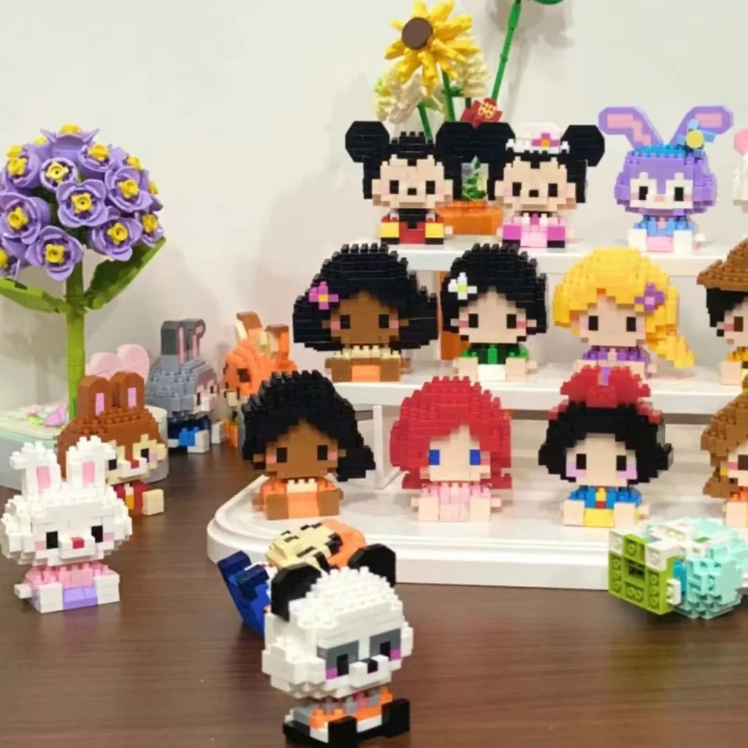 Disney Princess Micro Building Blocks Mickey Mouse Winnie Friend Figure Donald Duck 60 Style Assembled Mini Brick Toys For Kids
