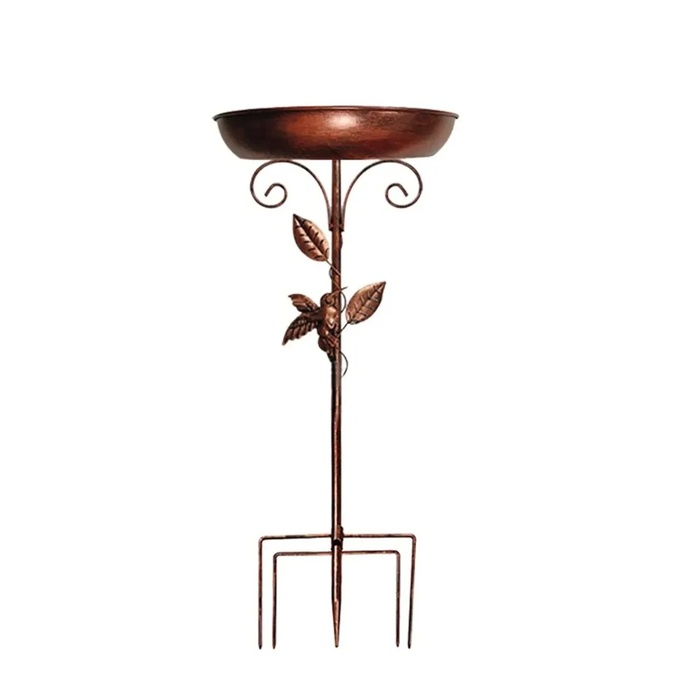 

Iron Garden Birdbath Sturdy Vintage Bird Feeding Dish Large Capacity Multi Functional Bird Feeder Ground Plugin Outdoor