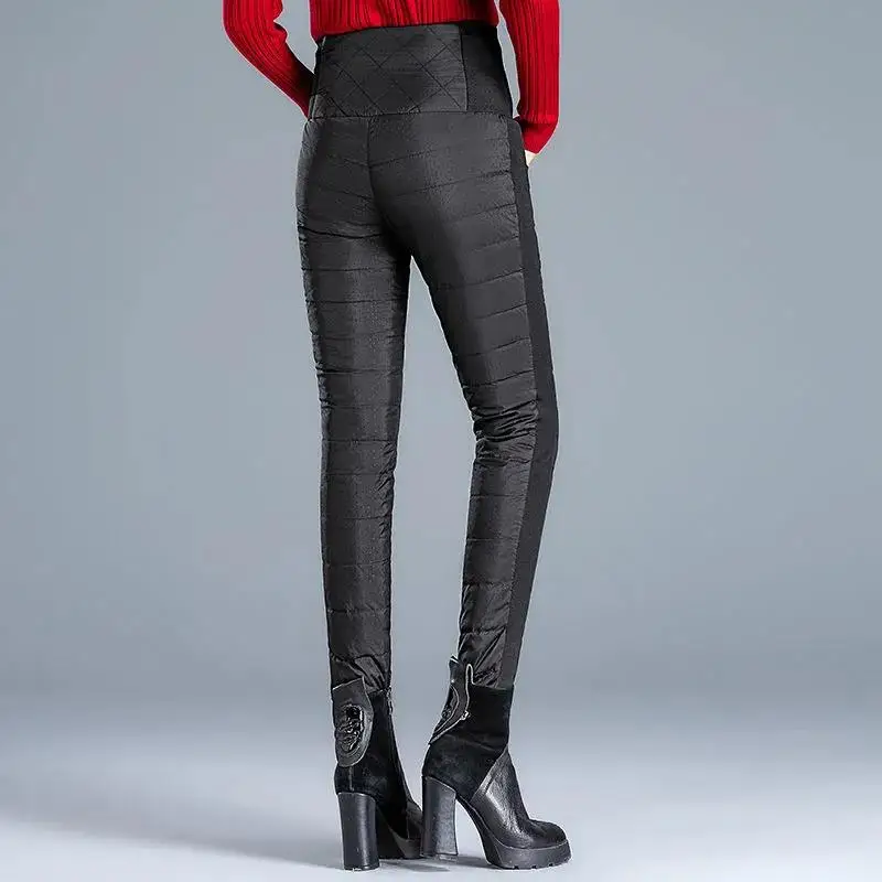 Hoge taille verdikte katoenen broek Damesbovenkleding Winter Faion Koreaanse Sle Afslankende warme lange broek met rechte pijpen