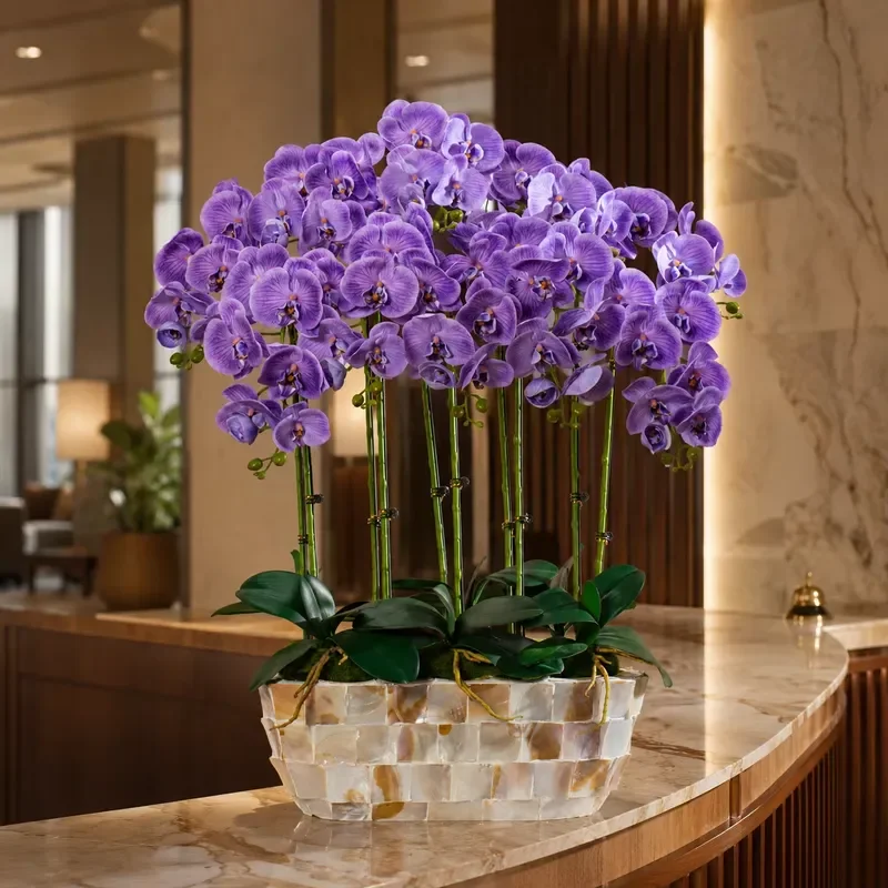 Real Touch Artificial Phalaenopsis Orchid with Pot Modern Home Decor Silk Flower Arrangement for Living Room Table