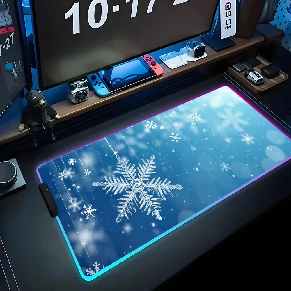 

snowflake wallpaper Mouse Pad RGB Gaming Mousepad Big LED Pad PC Desk Mat Luminous Mouse Pad Large Keyboard Mats Table Rug With