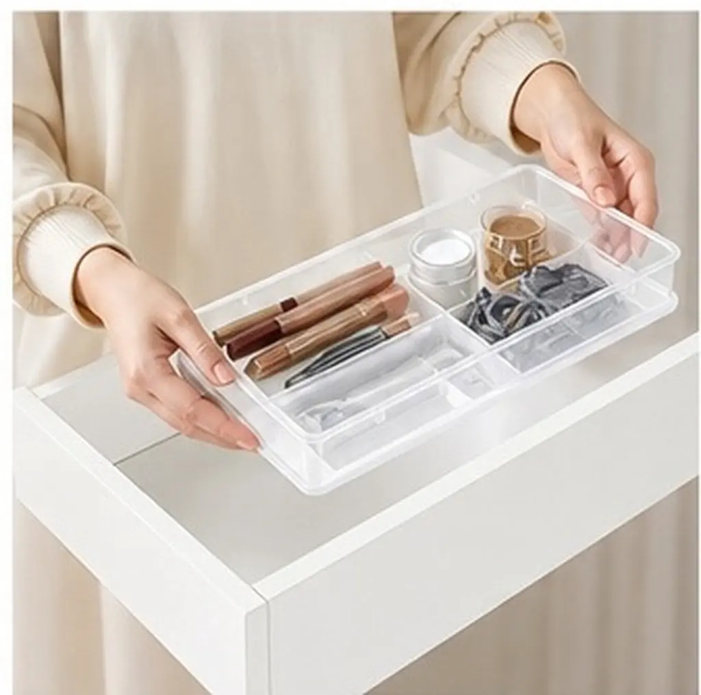 2Pcs Household Drawer Organizers Premium ABS Storage Boxes Convenient Multi-Function Storage Cases for Bathroom Office Kitchen