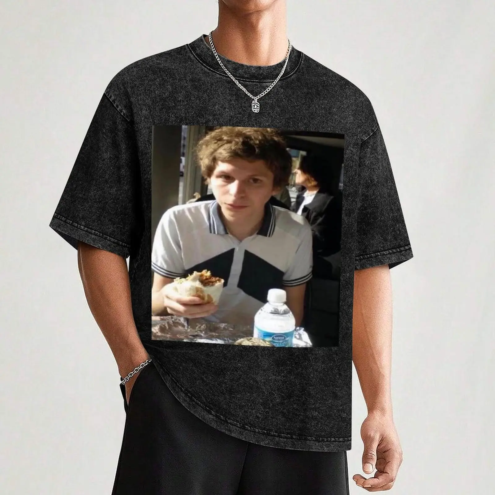 Michael Cera Eating Burrito T-Shirt Soft Touch Basic Cotton T-Shirt