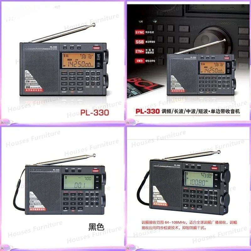 For PL-330 Portable Radio FM LW MW SW SSB Full Band Receiver DSP Digital Tuning Stereo Headphone Jack Travel Camping