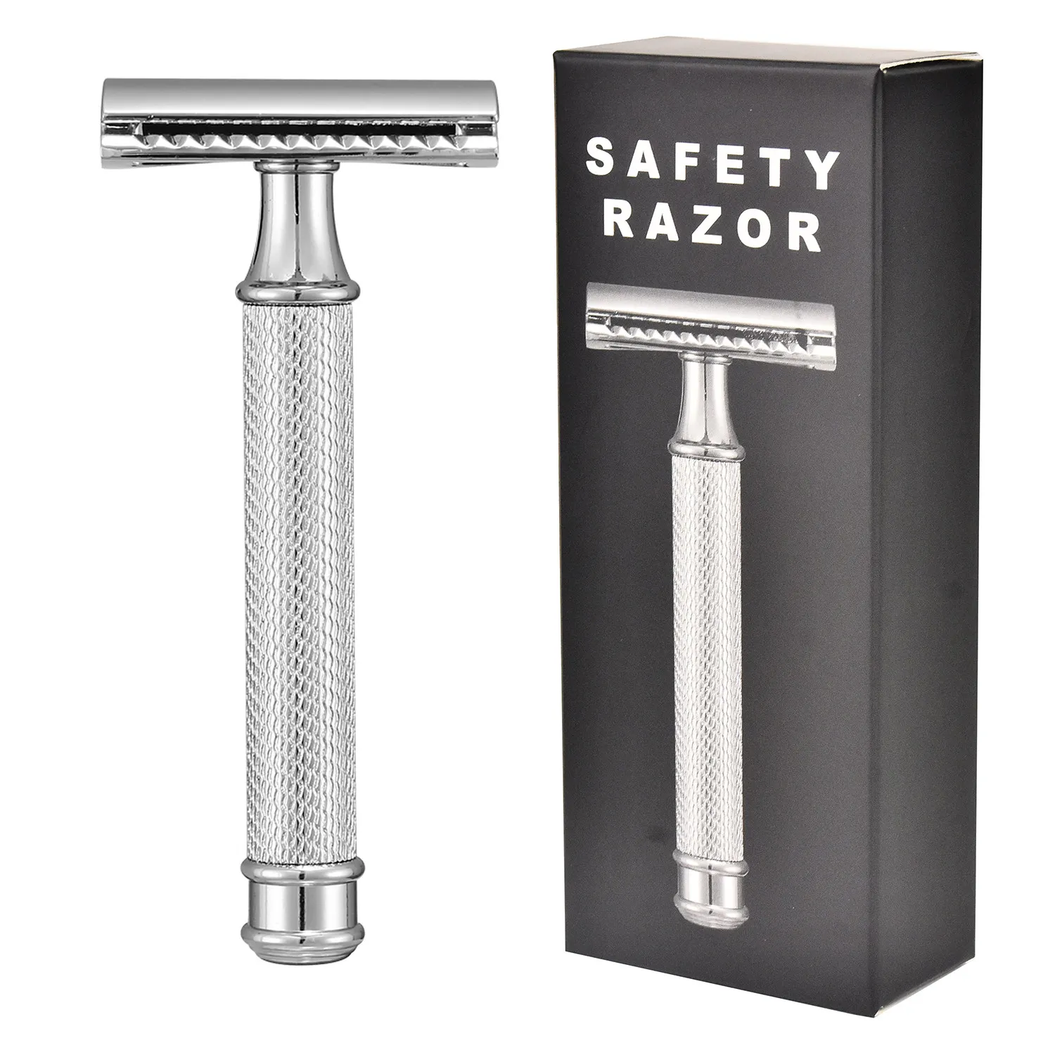 Men's Vintage Metal Razor Double Edge Safety Razor Manual Razor With 10 Shaving Blades and 1 Cleaning Brush