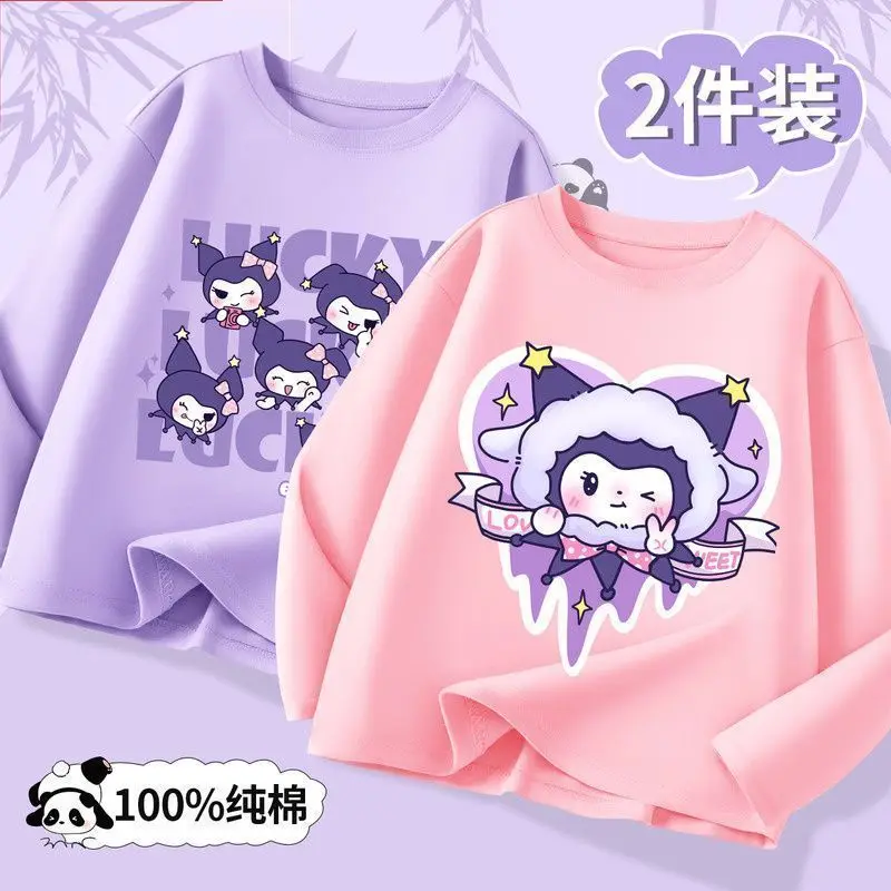 

Детская футболка с длинным рукавом Kulomie, новая коллекция весна-осень, универсальная тонкая футболка из чистого хлопка для девочек