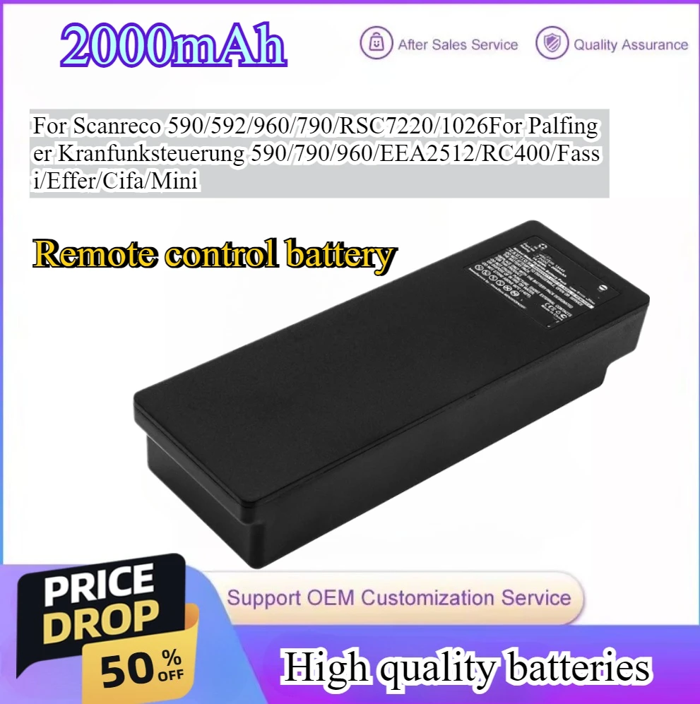 

7.2V/2000mAh Battery for Scanreco 590 592 960 790 RSC7220 1026 Palfinger Kranfunksteuerung 590 960 790 Remote Control Battery