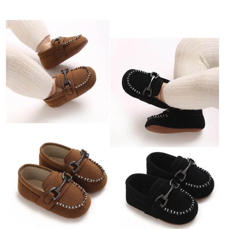 New Brown Boys Formal Shoes First Walkers Soft Cloth Sole Casual Shoes for Infants 0-18 Months