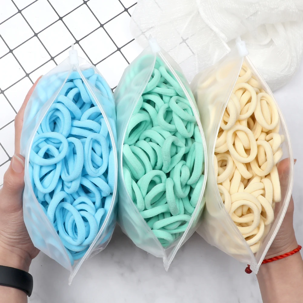 50-200Pcs Children Candy Color Hair Band Girl 3 CM Basic Multicolored Hair Tie Ponytail Hold Elastic Scrunchies Hair Accessories