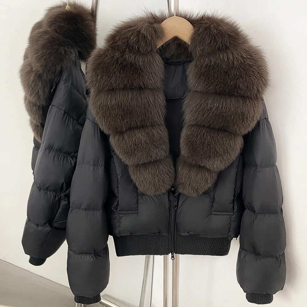 Genuine Fur Coat Warm Comfortable with Natural Fur Outerwear Lightweight Padded Jackets Winter Jacket Oversized City Fashion