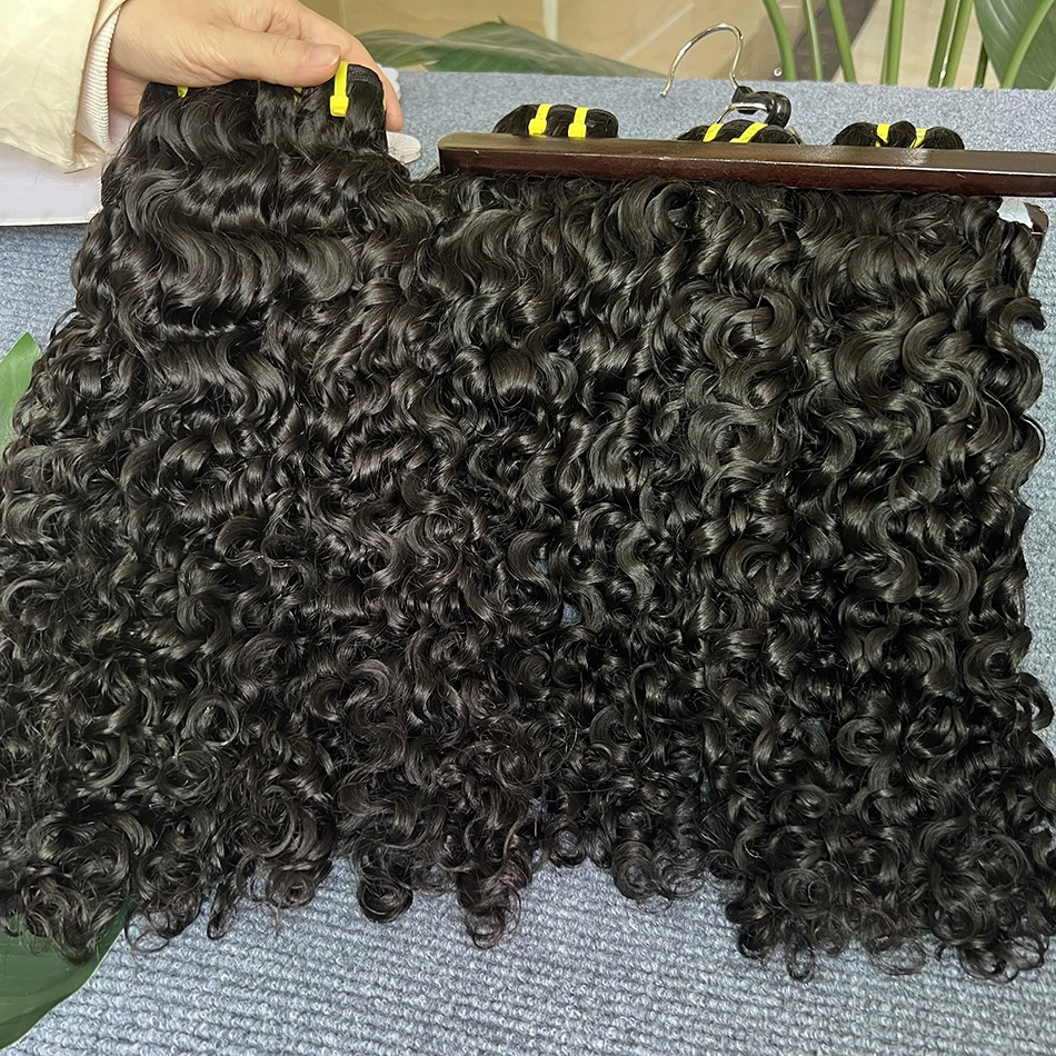 Birmese lockiges Echthaar-Bündel # 1B natürliche Farbe gewellt rohes reines Haar Weave Extensions federnd lockiges 100 % Echthaar für Frauen – Detail 8