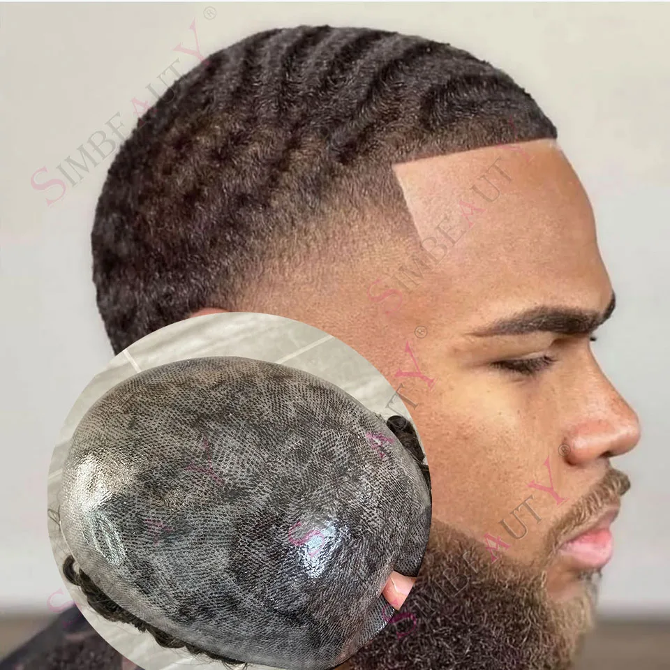 

Черный, 10 мм, глубокая волна, вьющиеся, 360, мужские волосы, прочный, полная кожа, искусственная кожа, серый, коричневый, мужской парик, капиллярный, 100% человеческие волосы, система Prosthesi