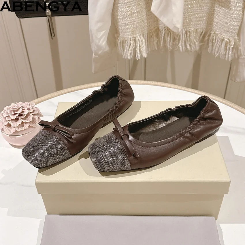 

Spring Slip On Loafers Women Suede Leather Round Toe Women's Flat Casual Shoes Ballet Flats Shoes Women Formal Dress Shoes Women