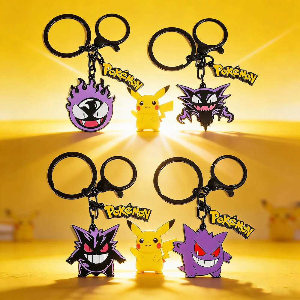 Llavero de Pokémon Gengar, Adornos Kawaii de Anime y Dibujos Animados, Decoración para Mochilas Escolares Infantiles, Anillo para Llaves, Regalo Festivo