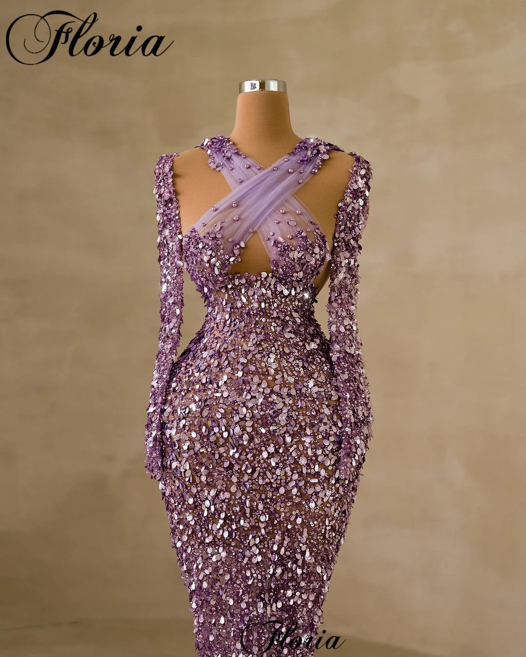 High Fashion Purple Glitter Celebrity Dresses Long Mermaid Evening Gowns Red Carpet Runway Gowns Photography Vestidos Para Mujer