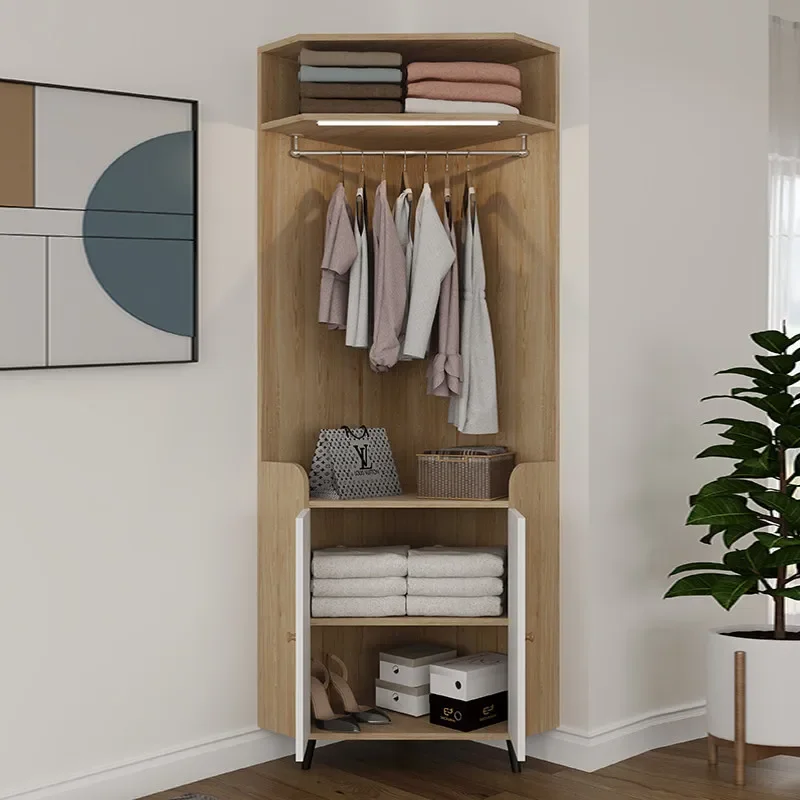 Solid wood cabinet coat rack floor-to-ceiling bedroom hanger apartment building corner locker triangle cabinet corner hanger