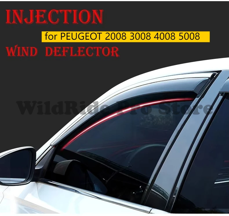 Shatterproof Window Deflectors for PEUGEOT 2008 3008 4008 5008 Window Visors Tape-on Rain Guards Vent Deflector Visor 4pcs