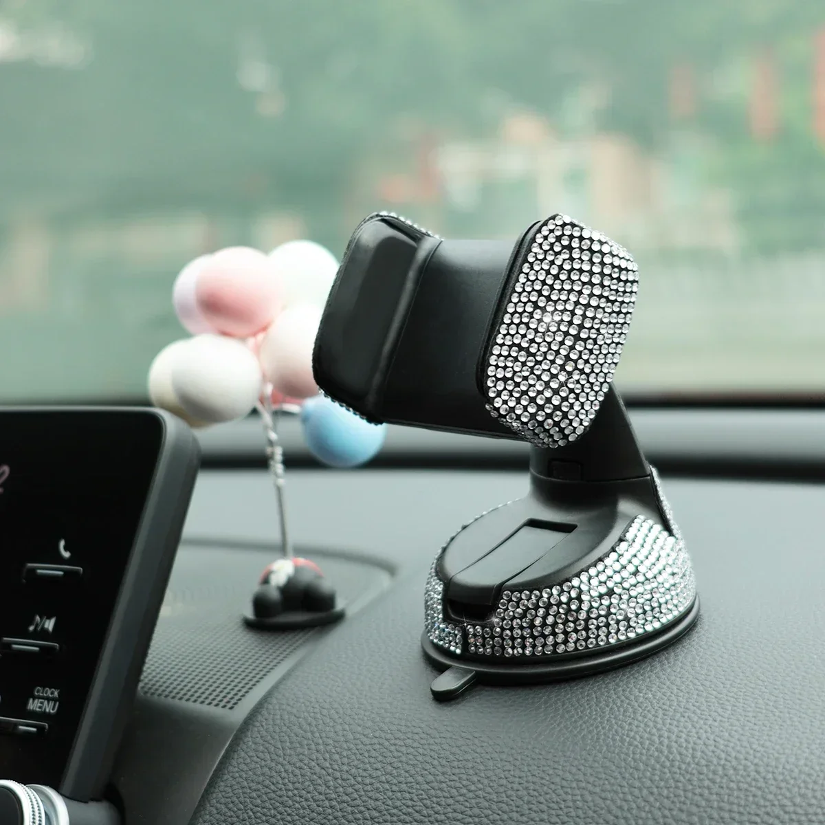 Rhinestone Crystal Car Cell Phone Holder Phone Mount Pink Flexible Table Stand Mount Bling Car Accessories Interior for Woman