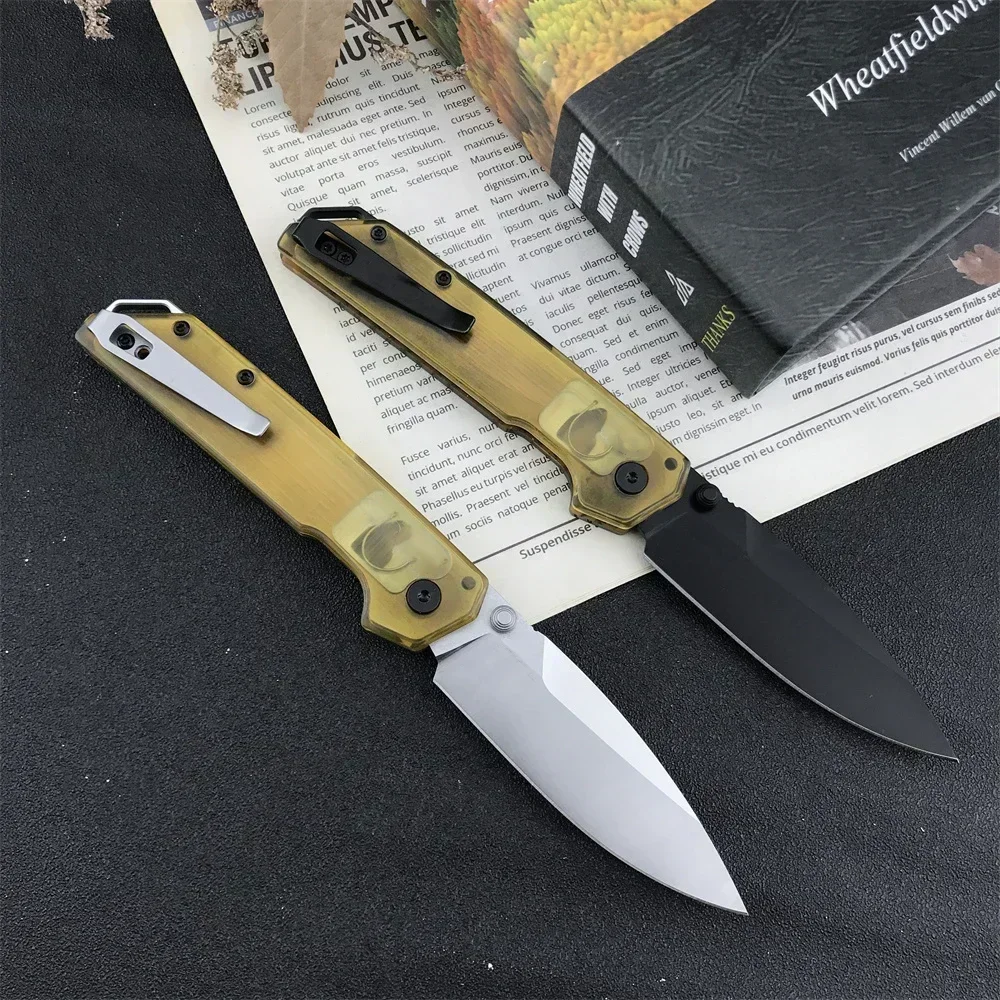 KS 2038 Outdoor Hunting Rescue Survival Portable EDC folding Knife Stack Knife D2 Spear pointed blade Wathet Aluminum /PEI