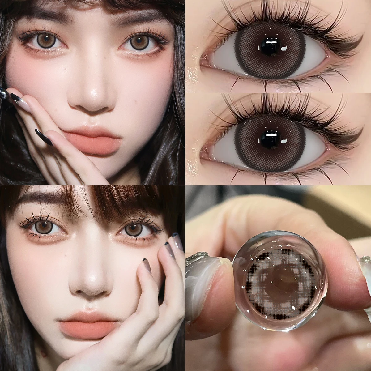 Bio-essense 1 Paar schwarze Gläser mit großen Augen, koreanische Naturlinsen, farbige Kontaktlinsen, Augen mit Grau, schöne Pupillenlentes – Detail 16