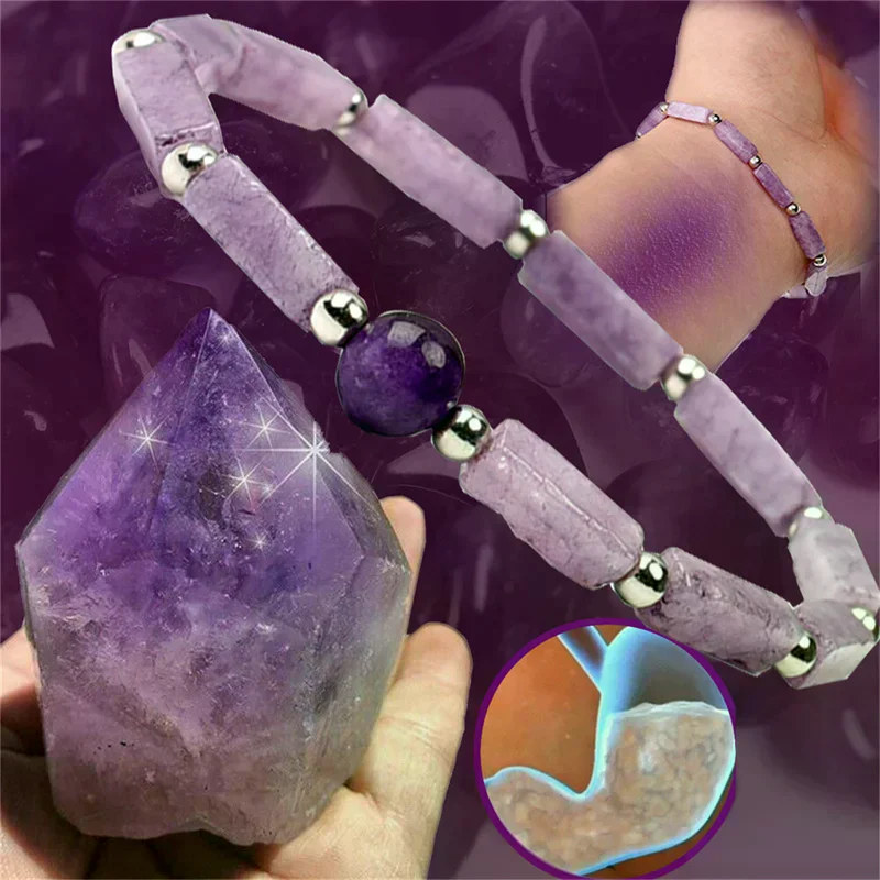 Natural Amethyst Body-purify Slimming Bracelet Stone Energy Bracelets for Women Fatigue Relief Yoga