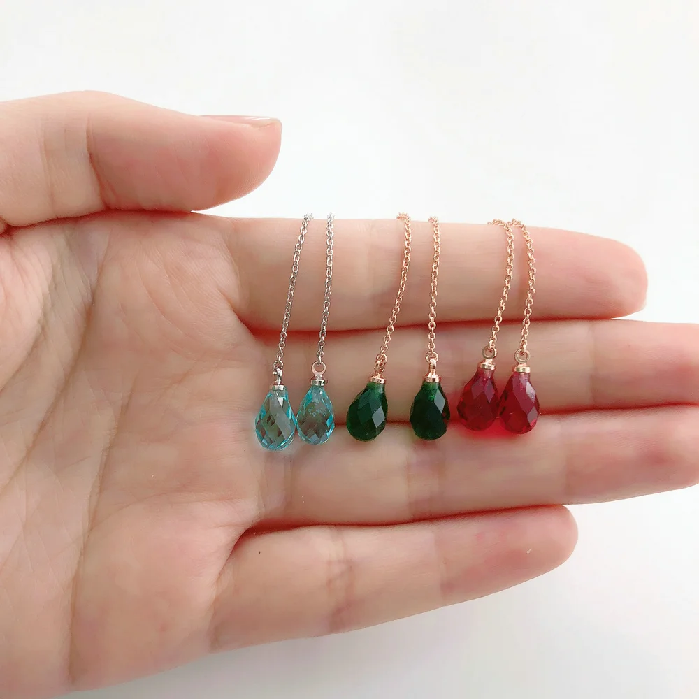Chain Long Dangle Drop Earrings For Women Girls Female Crystal Tassel Ear Jewelry Making Wholesale DWKC158M
