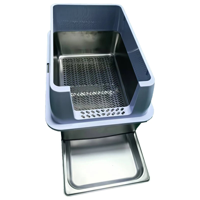 Double-Layer Stainless Steel Cat Litter Tray - Sifting and Filtering Box for Cleaner and Hygienic Pet Care
