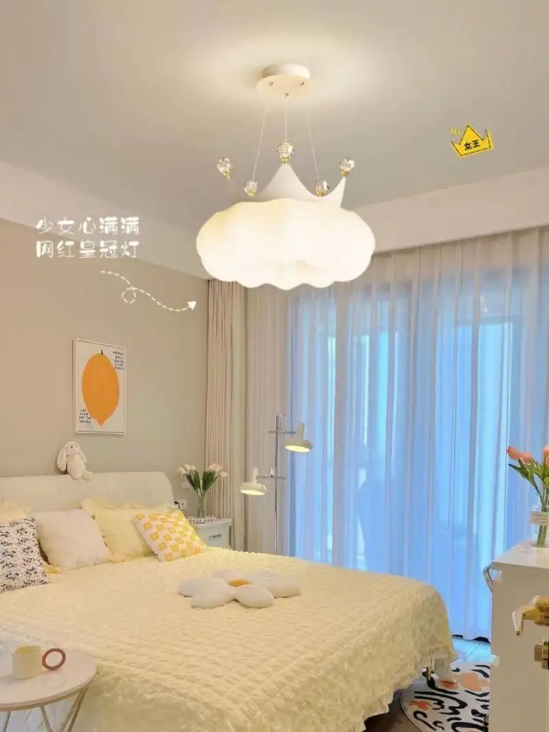 Bedroom ceiling light  personality petal flower children's room warm romantic cream style simple bedroom light