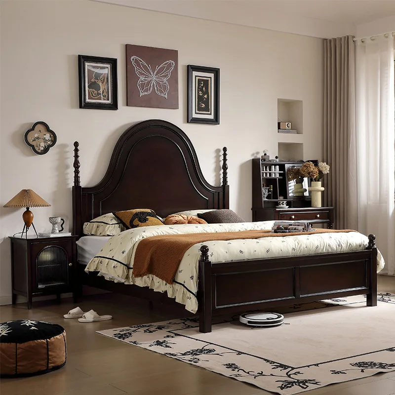 Solid wood master bedroom 1.8 meters high-end bedroom double family wedding bed
