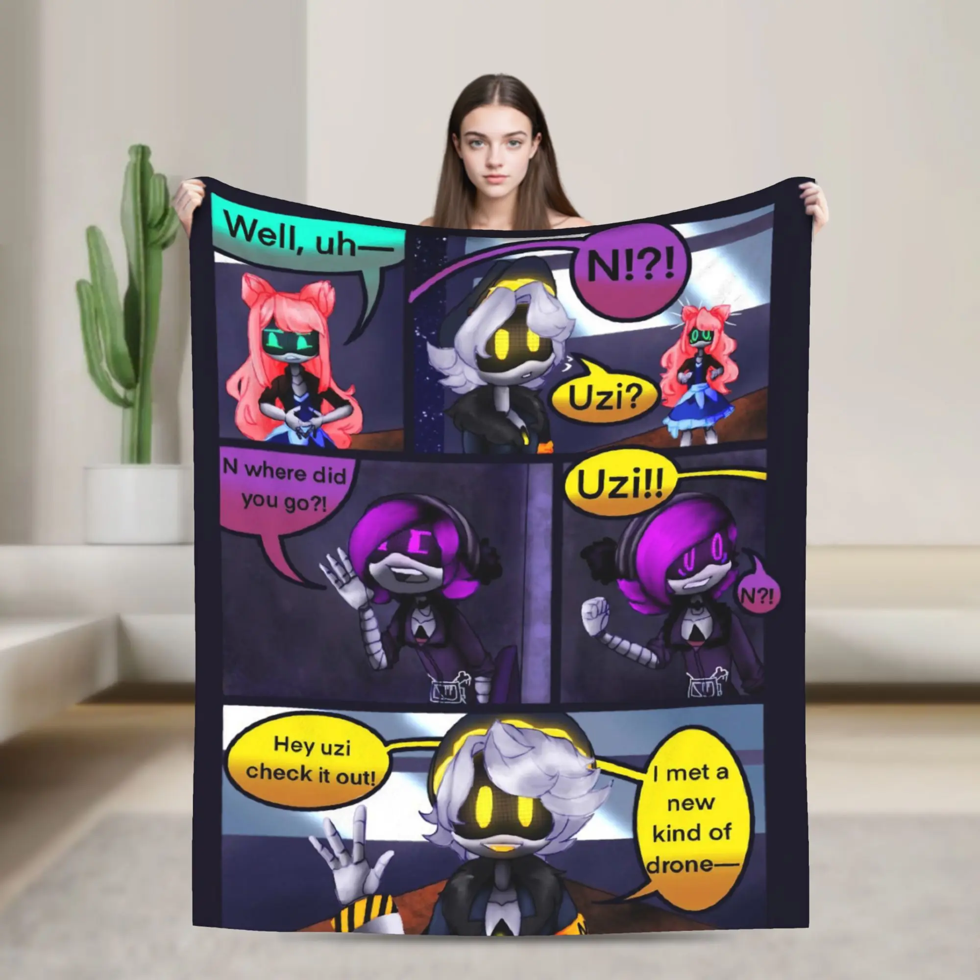 Murder Drones Flannel Blankets N and Uzi Creative Throw Blankets for  Sofa Bedding Lounge 125*100cm Quilt,