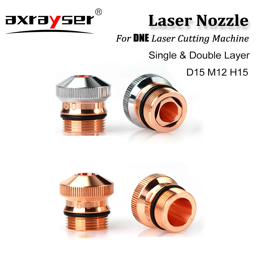 

DNE Laser Nozzle Dia15mm Single Double Layer Nozzle M12 H15 Chrome Plating Caliber 0.8-5.0 Nozzle For Fiber Laser Cutting Head