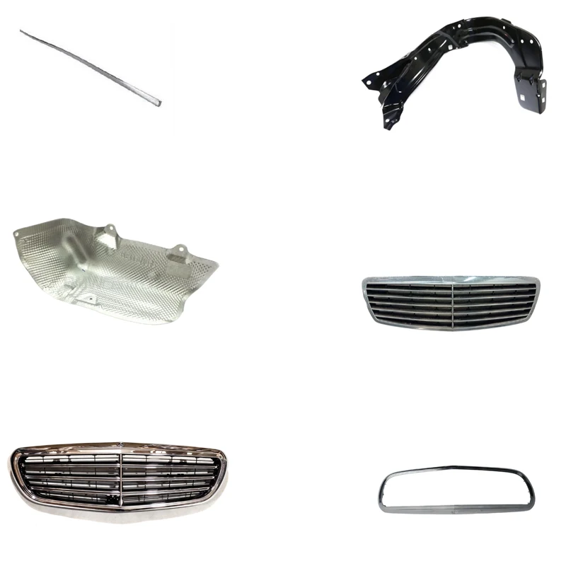 Decorative bar on the right front door, lower trim panel, radiator grille frame on the engine hood, radiator heat shield frame
