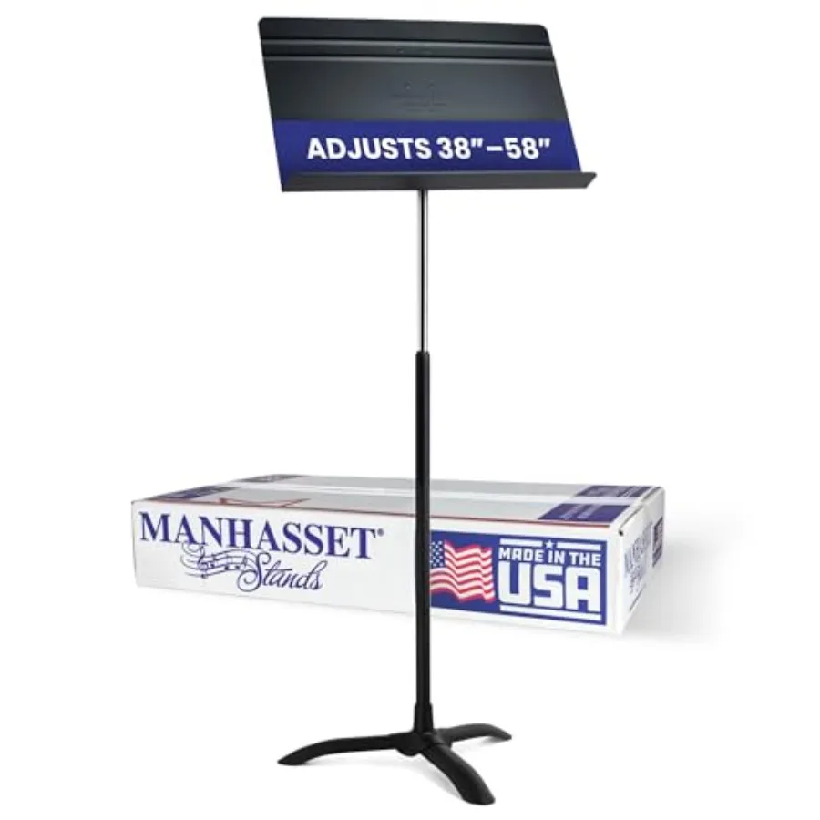 

Manhasset Music Stand for Sheet Music - Tall Symphony Model 48TA - Adjustable Height 38 to 58 - Durable Metal Stand - Made in t