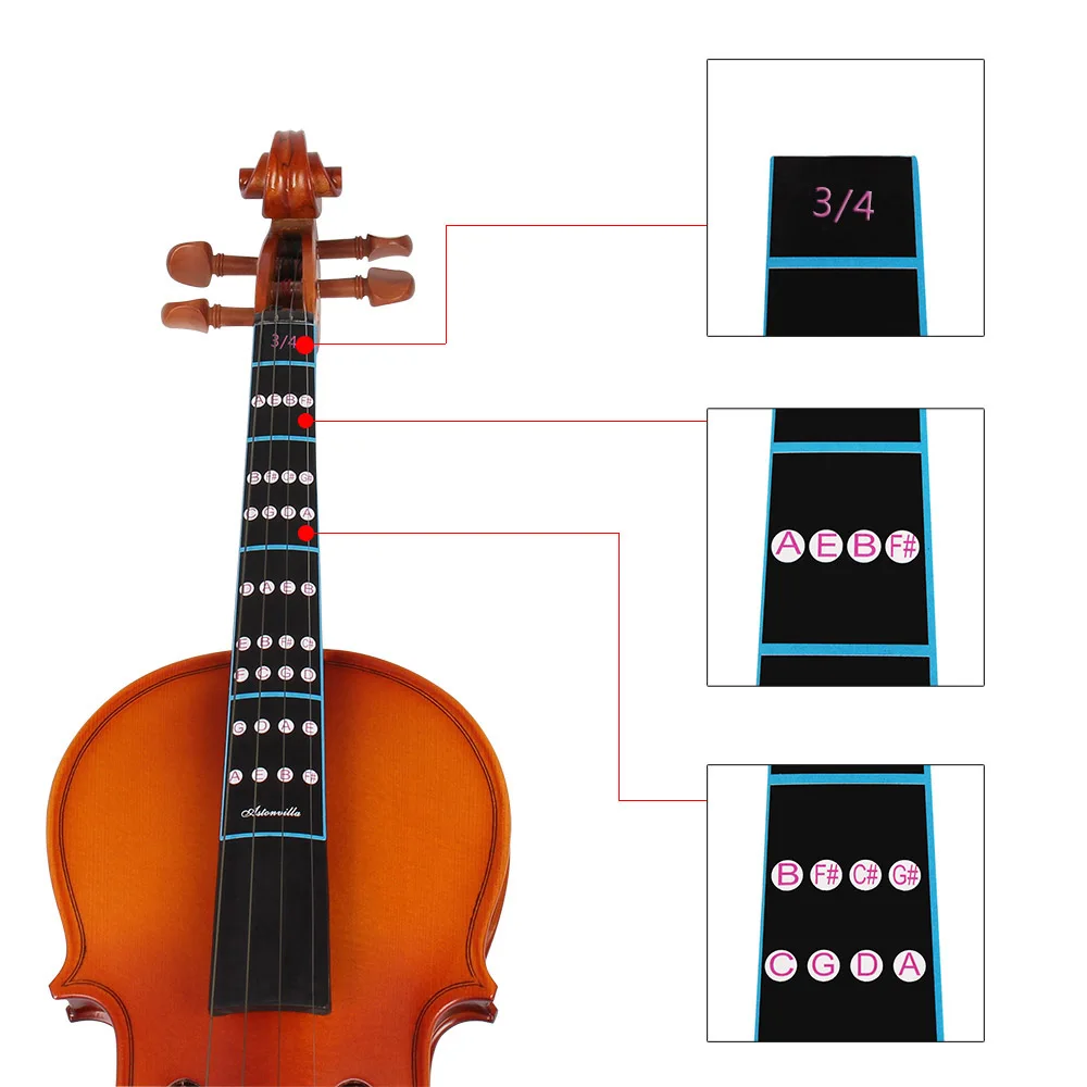 1/8-4/4 Violine Intonation Aufkleber Griffbrett Marker Anfänger lernen Geige Griffbrett Note Aufkleber Violine Teile Griff Aufkleber – Detail 9