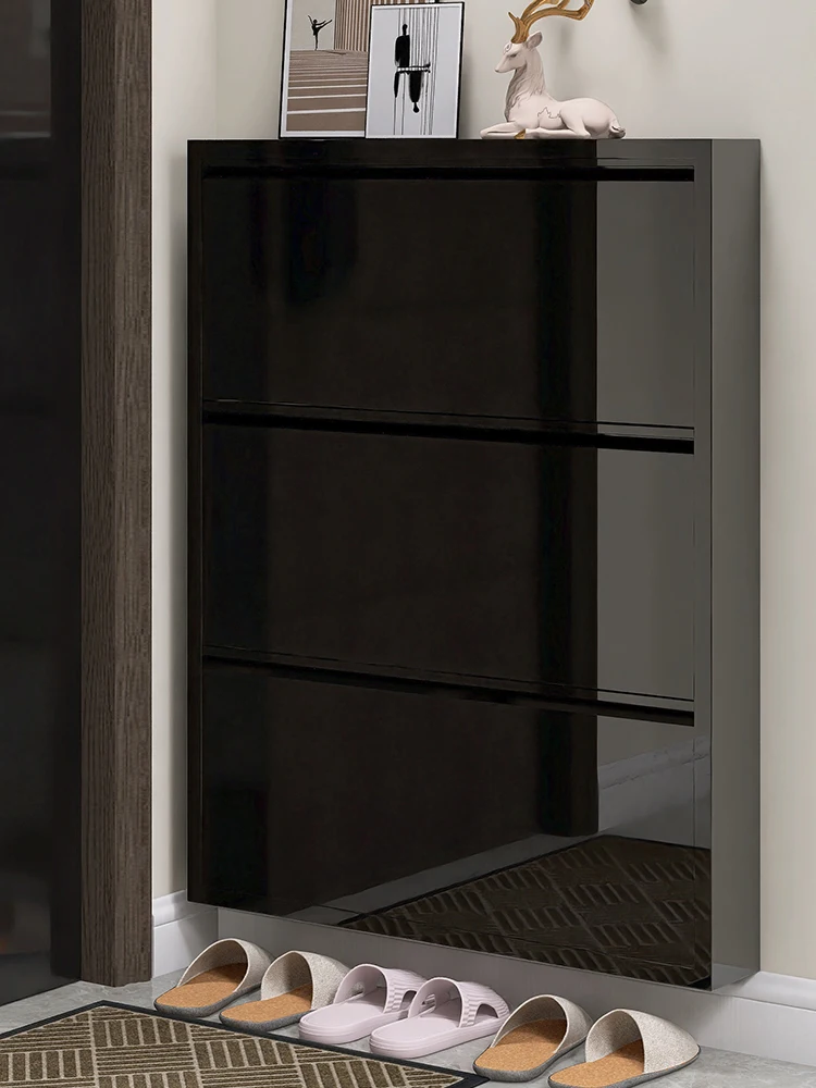 Ultra-thin shoe cabinet 15CM tipping bucket Nordic household doorway narrow side storage cabinet