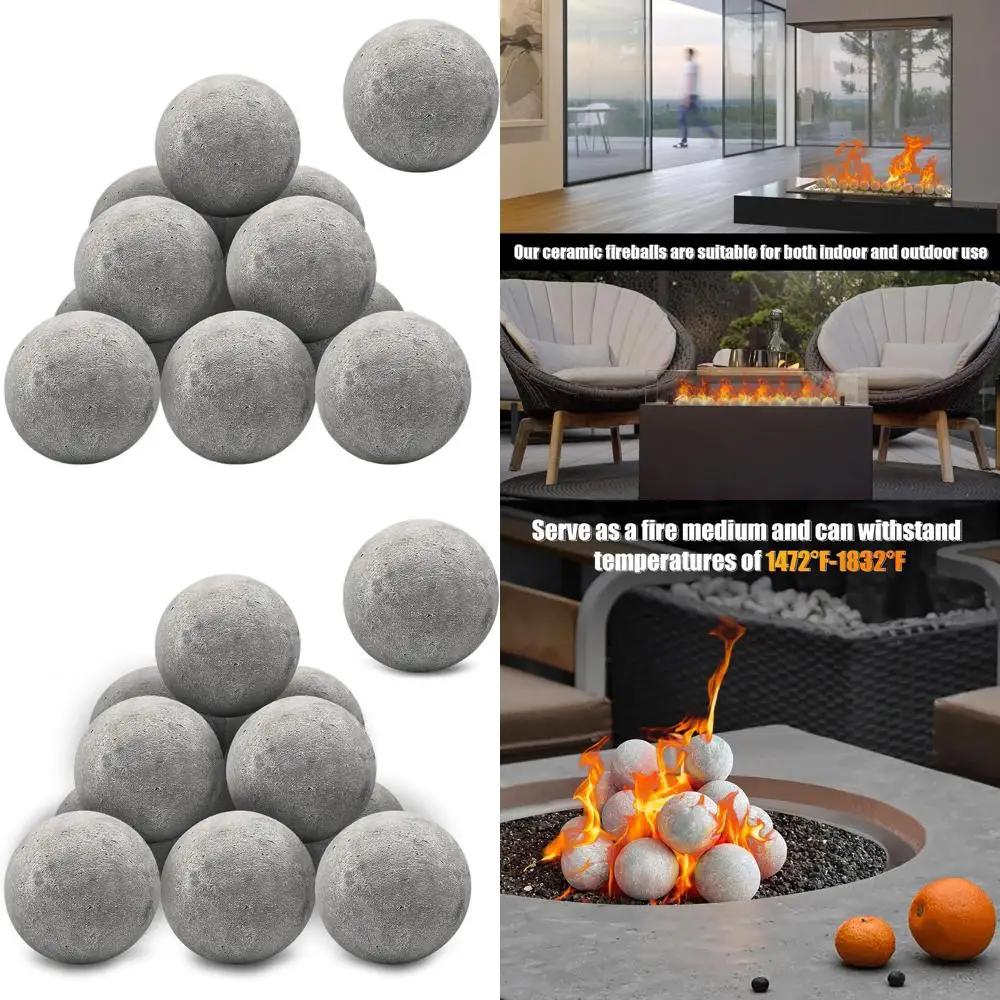 

Набор из 12 круглых камней для костра диаметром 4 дюйма, подходят для внутренних и наружных очагов, чаш и каминов, серые