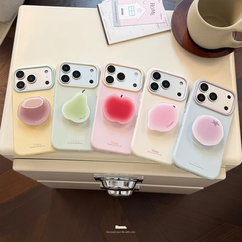 Fruit Magnetic Phone Case with Kickstand Soft TPU Shockproof Anti-drop Anti-fingerprint Cover for iPhone 17 16 15 14 Pro Max