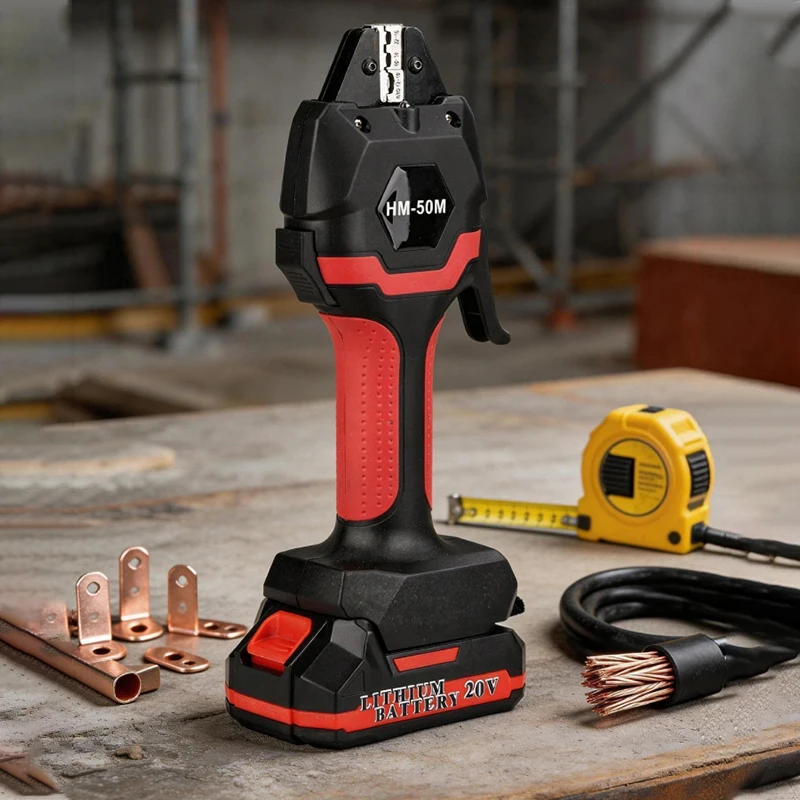 Hand Held Hydraulic Pliers 16KN Electric Hydraulic Wire Crimper with LED Light & Molds Cold-Pressed Terminal Crimping Tool