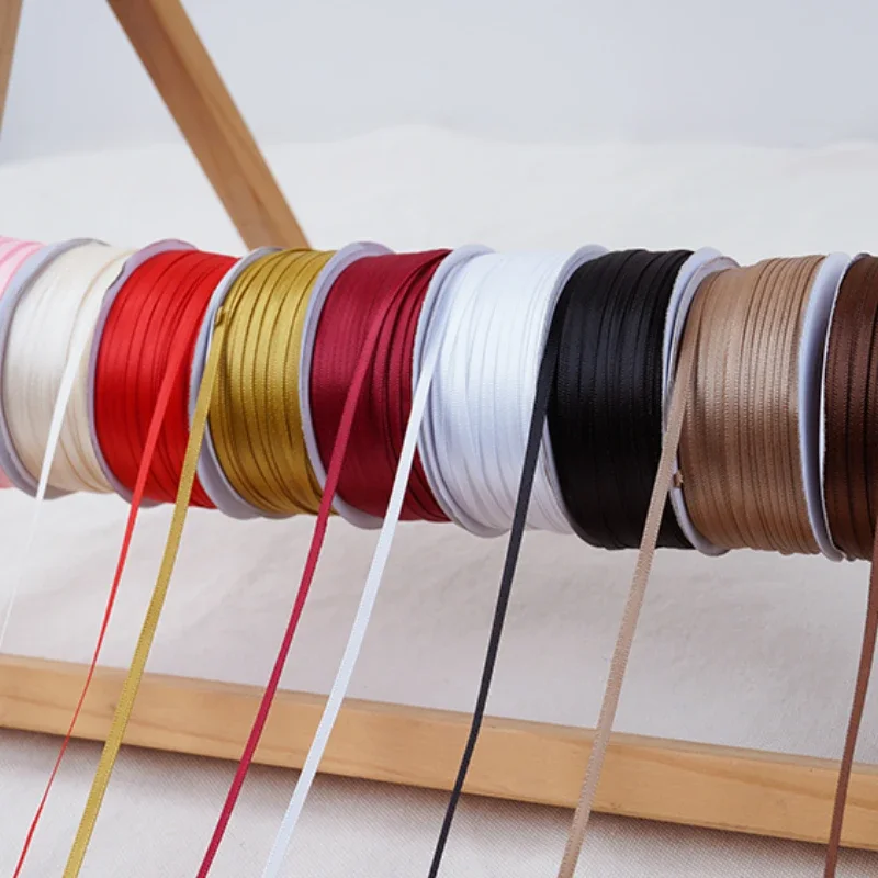 Ruban Double face en Satin de Polyester, 100yards, 3mm, rubans d'emballage cadeau, décoration de fête de mariage, accessoires de vêtement DIY