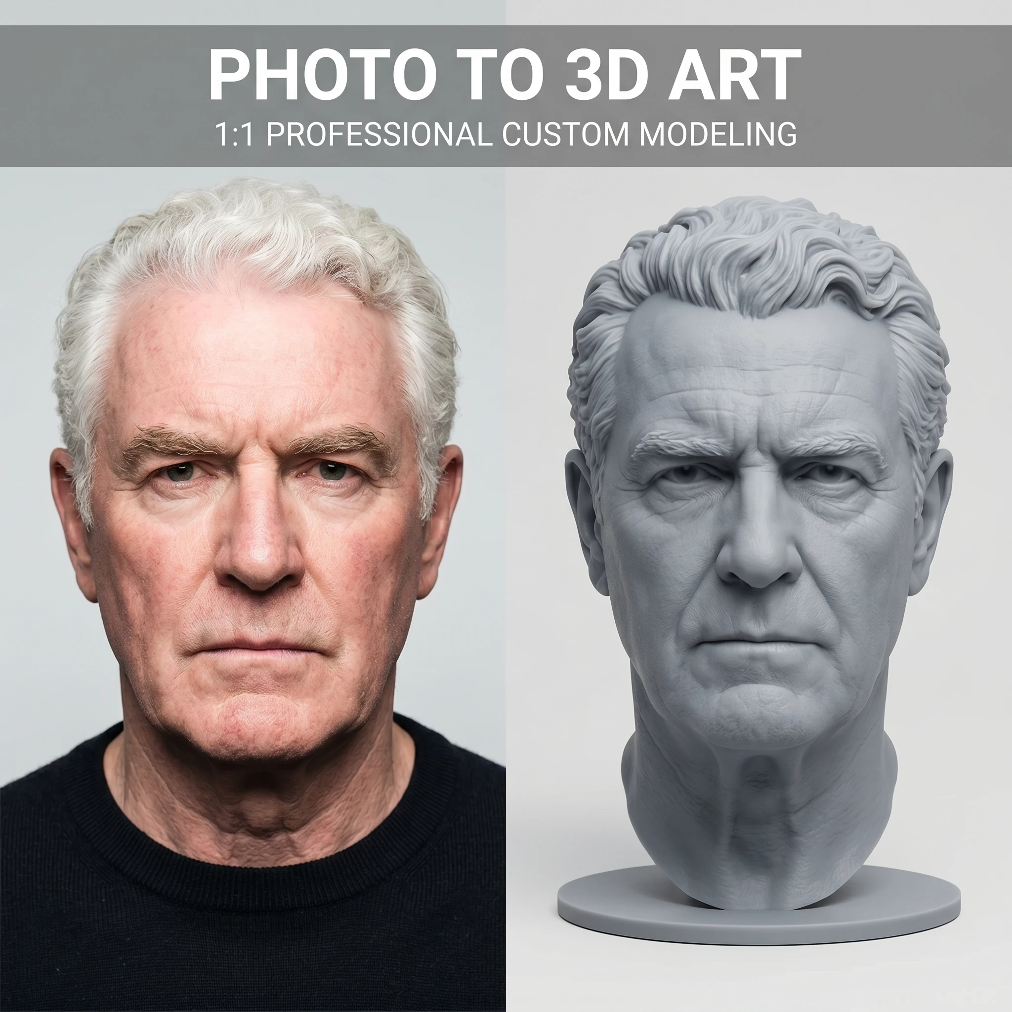 Personalized 3D Printed Bust Figurine, Custom Photo Sculpture, Unique Sentimental Gift For Special Occasions