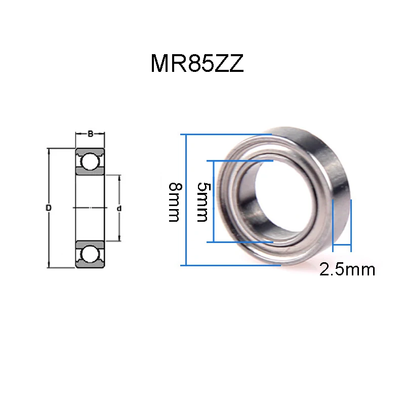 5/10pcs/lot MR85ZZ Deep Groove Ball Miniature Mini Bearings MR Series Bearing Steel Metal Shielded Ball Bearings 5*8*2.5mm