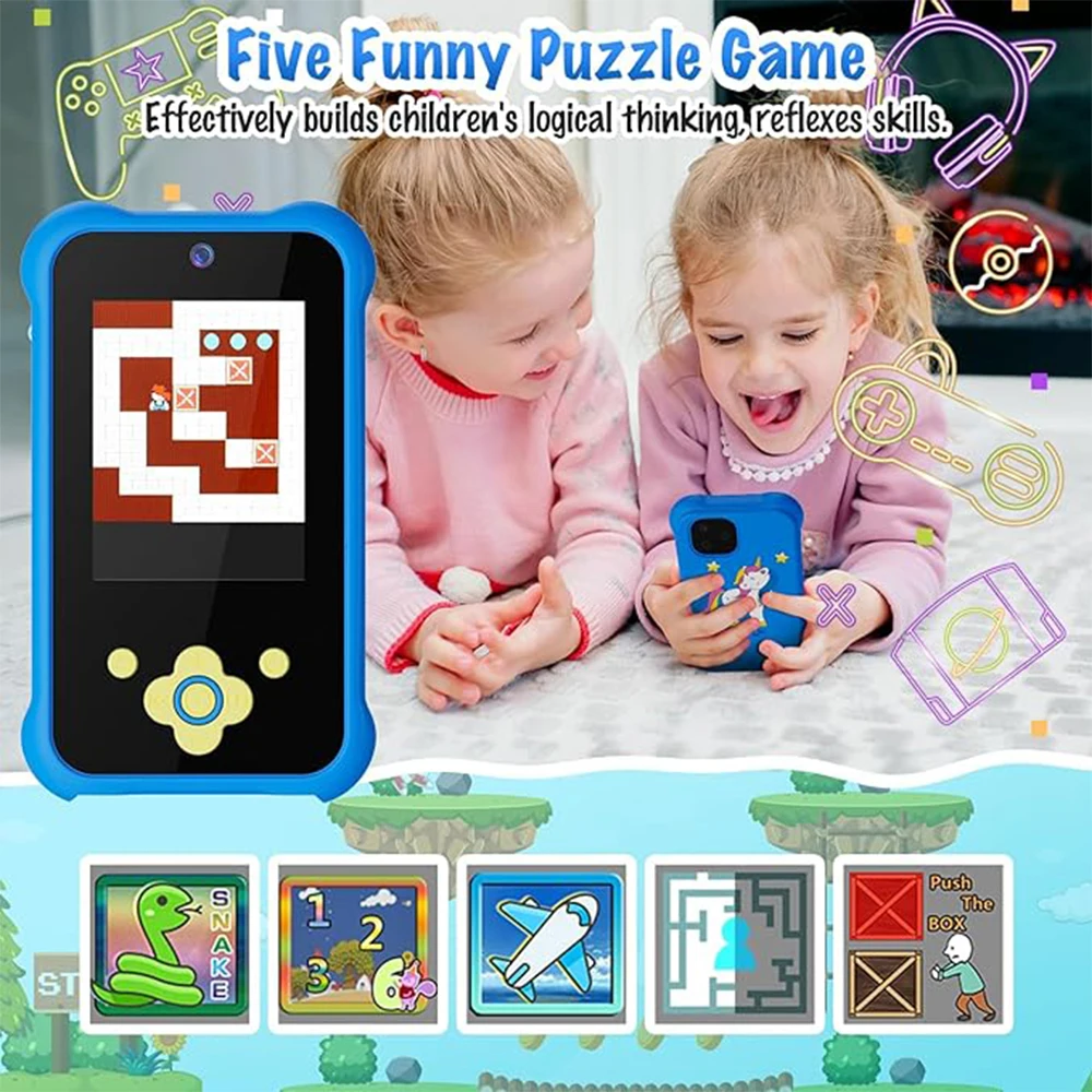 Kids Smart Toy Phone Dual Camera Digital Baby Phone 1080P Music Player Game Learning Gift for Age 3-8 Brithday Christmas Gifts