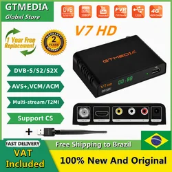 GTMEDIA HD 위성 리시버 지지대 DVB-S S2 S2X AVS + BISS 자동 롤 풀 파워Vu VCM ACM USB 와이파이 공식 정품 디코더, V7