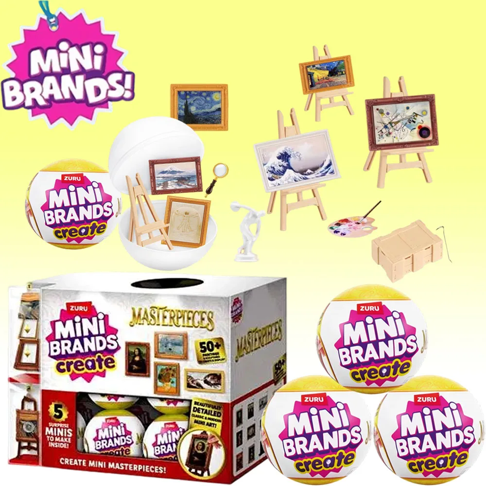 

ZURU 5 Surprise Mini Brands Create Masterpieces Mystery Box Blind Boxes Toys Famous Painting Collectible Toy Create Masterchef