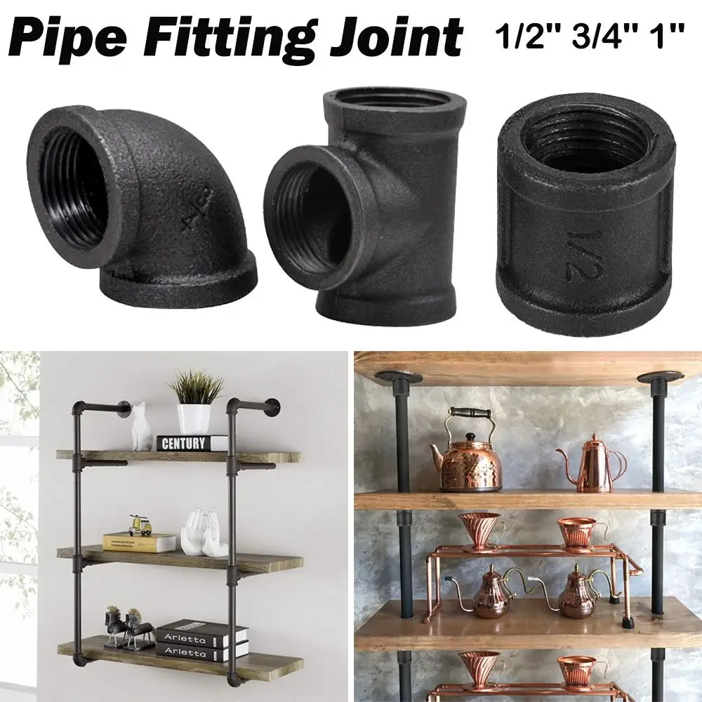 New Black Pipe Fittings Malleable Iron 1/2'' 3/4'' 1'' Plumbing Pipe Joint Elbow Threaded Pipe Connection