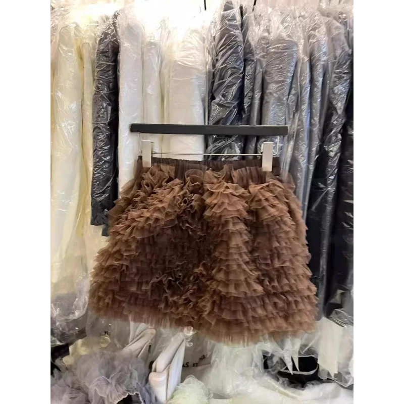 

Осенняя новая милая тяжелая промышленная сетчатая пышная эластичная талия, многослойная юбка-торт